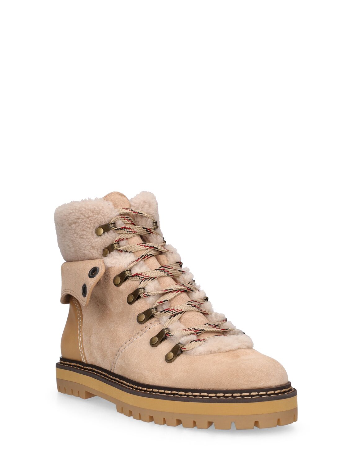 Shop See By Chloé 25mm Eileen Suede Hiking Boots In Ivory