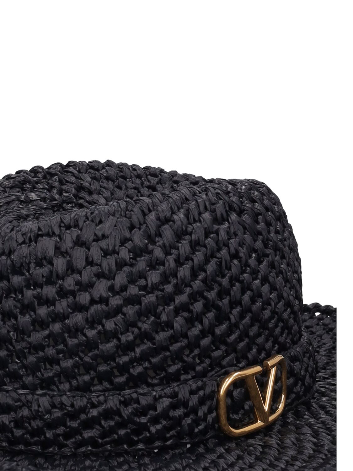 Shop Valentino V Logo Signature Straw Hat In Black