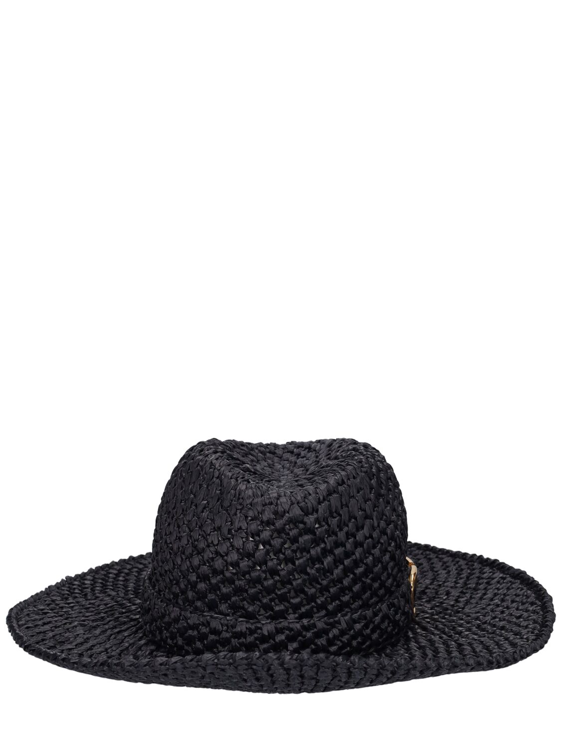 Valentino Garavani V Logo Signature Straw Hat In Black