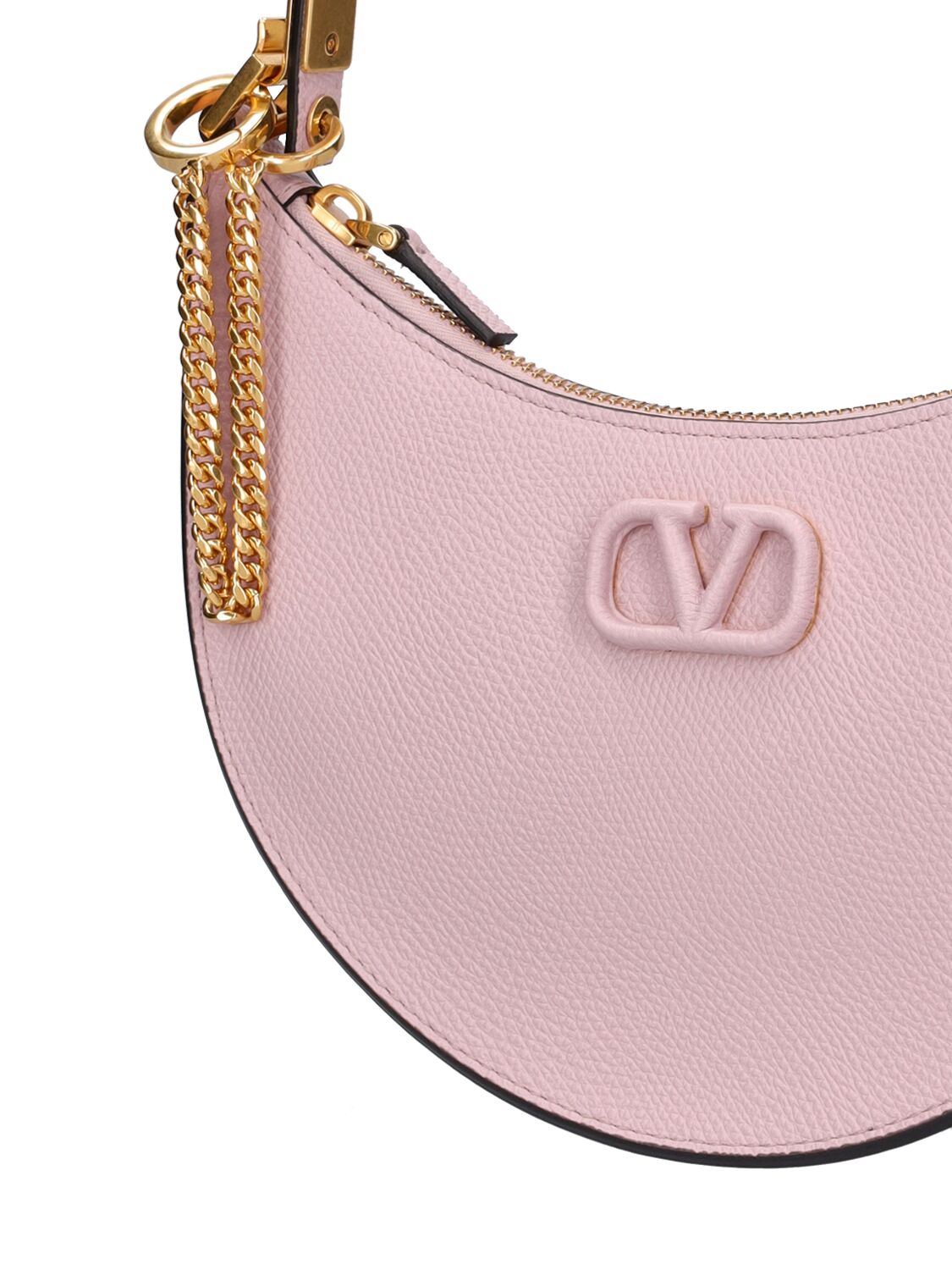 Mini V Logo Signature Leather Hobo Bag
