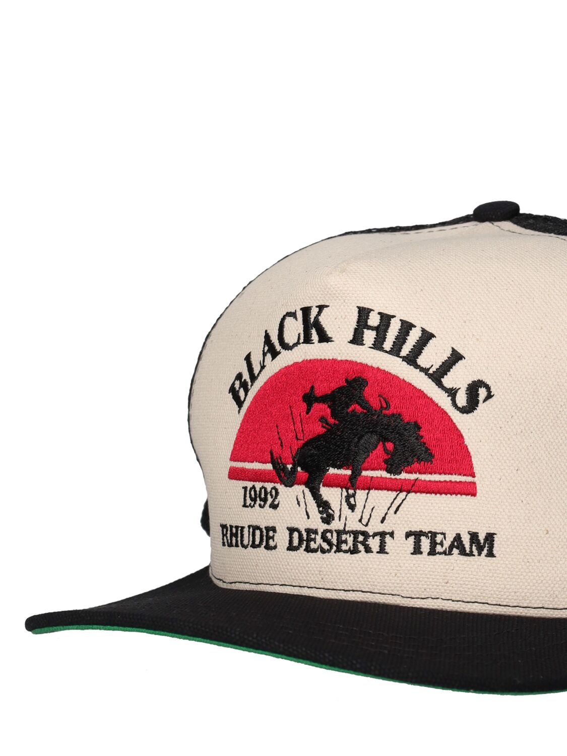 Shop Rhude Black Hills Canvas Trucker Hat In Black,white