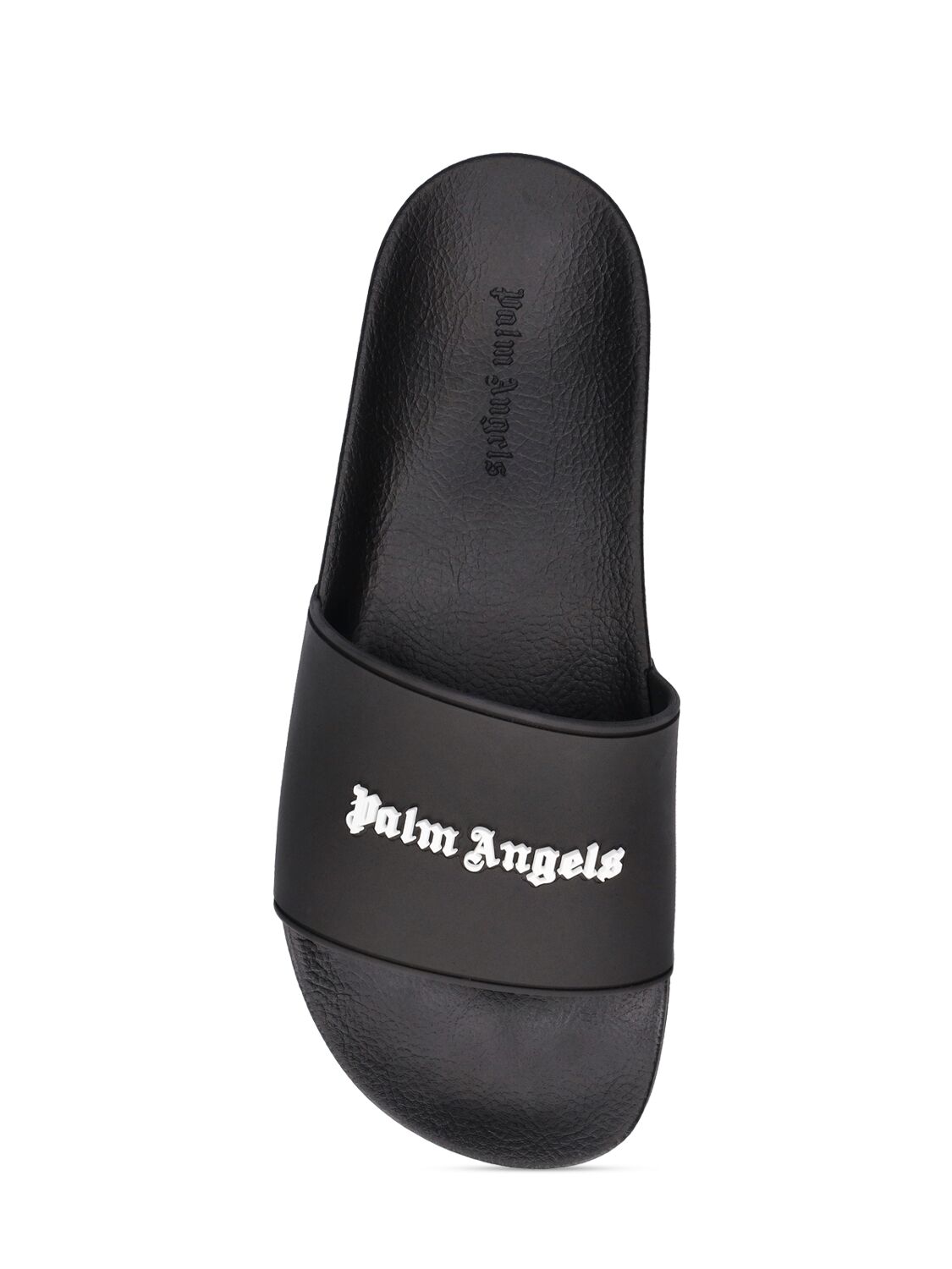 Shop Palm Angels 20mm New Logo Rubber Pool Slides In Black