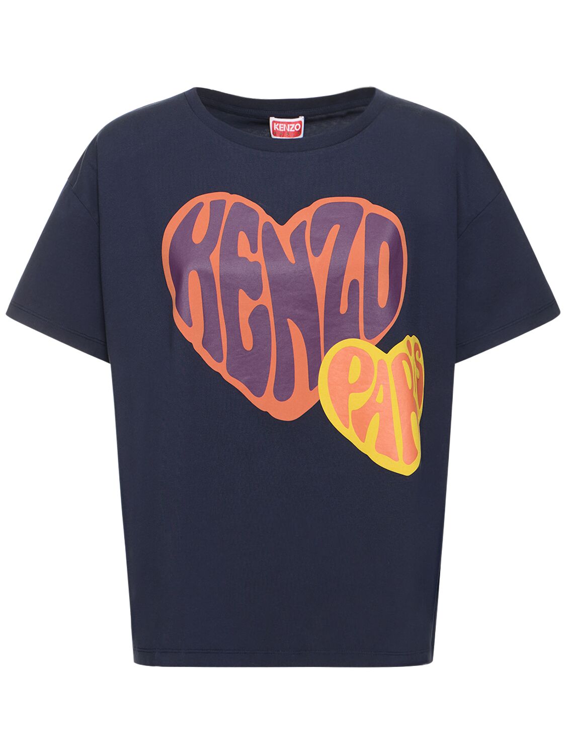 Shop Kenzo Hearts Relaxed Cotton T-shirt In Blue