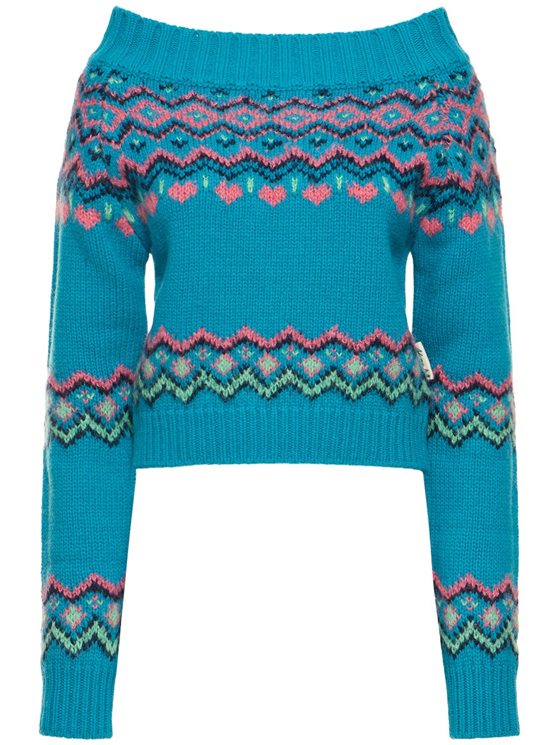 Andersson Bell Tako Nordic Off-the-shoulder Sweater In Blue