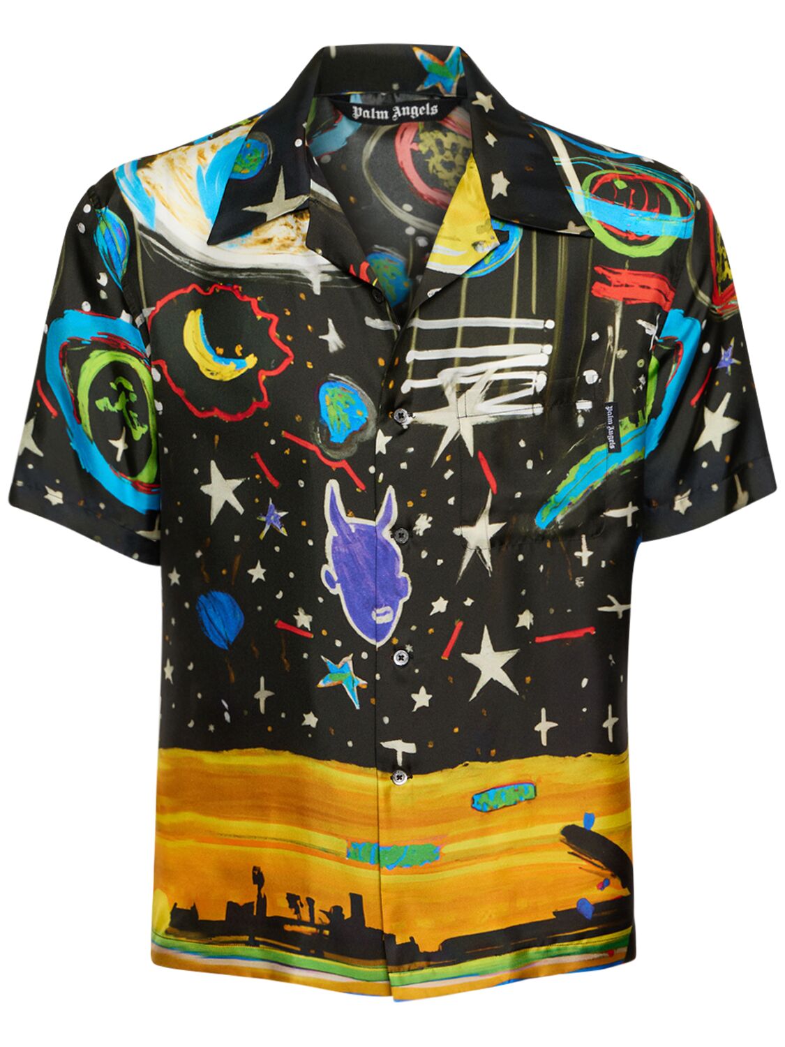 Starry Night Printed Silk Bowling Shirt – MEN > CLOTHING > SHIRTS