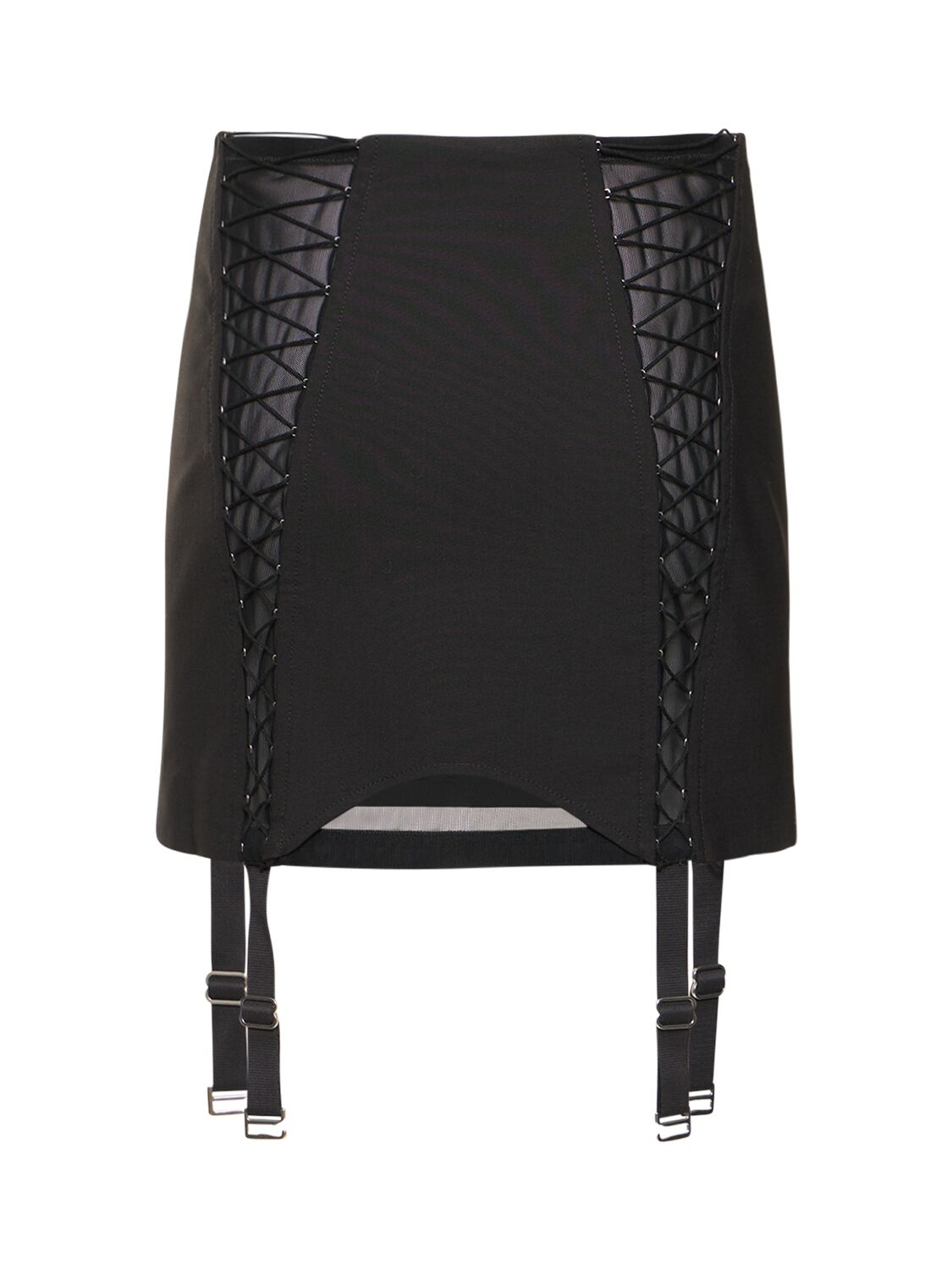 Shop Dion Lee Wool Blend Interlock Zipped Mini Skirt In Black