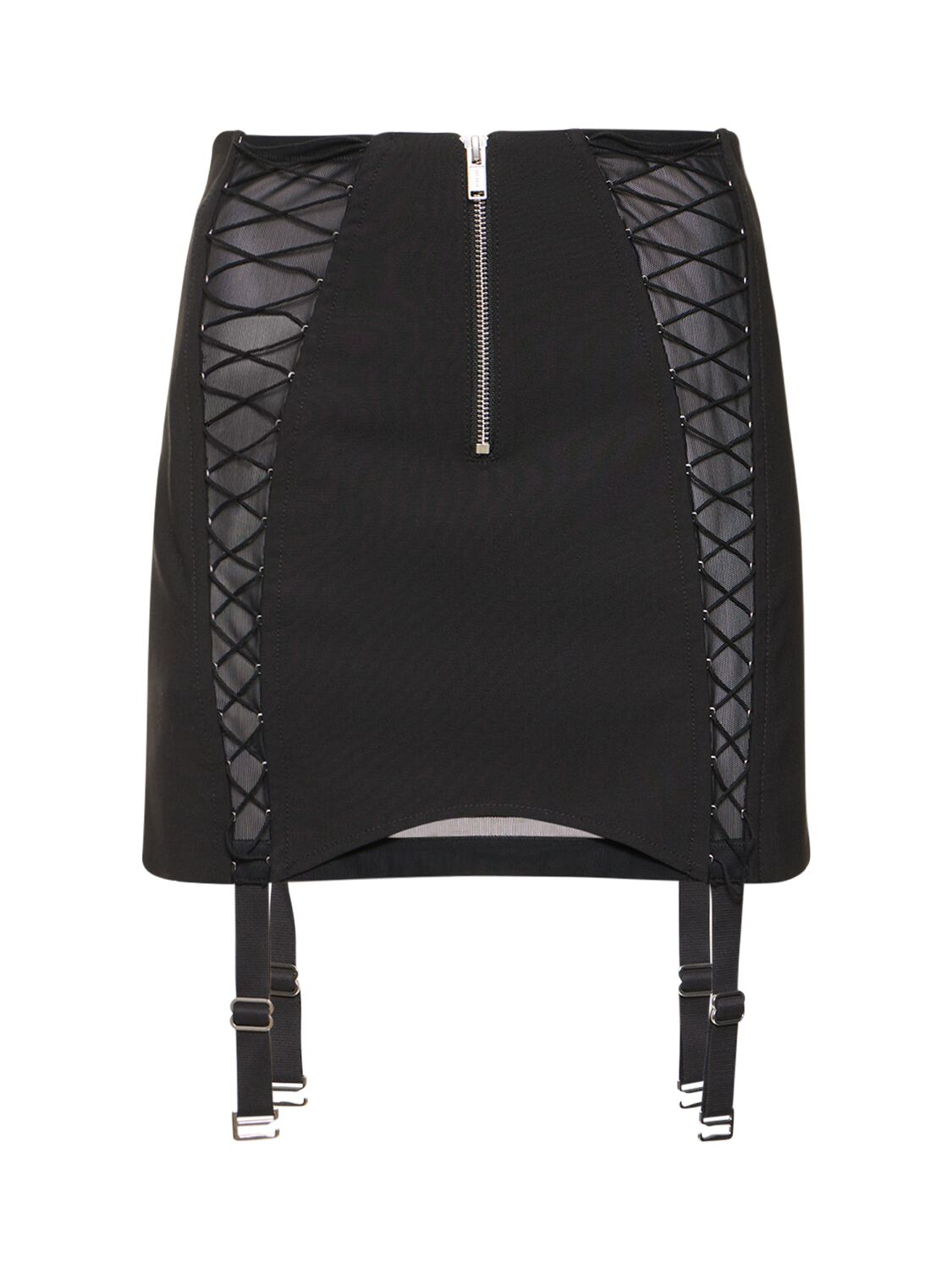 Dion Lee Wool Blend Interlock Zipped Mini Skirt In Black