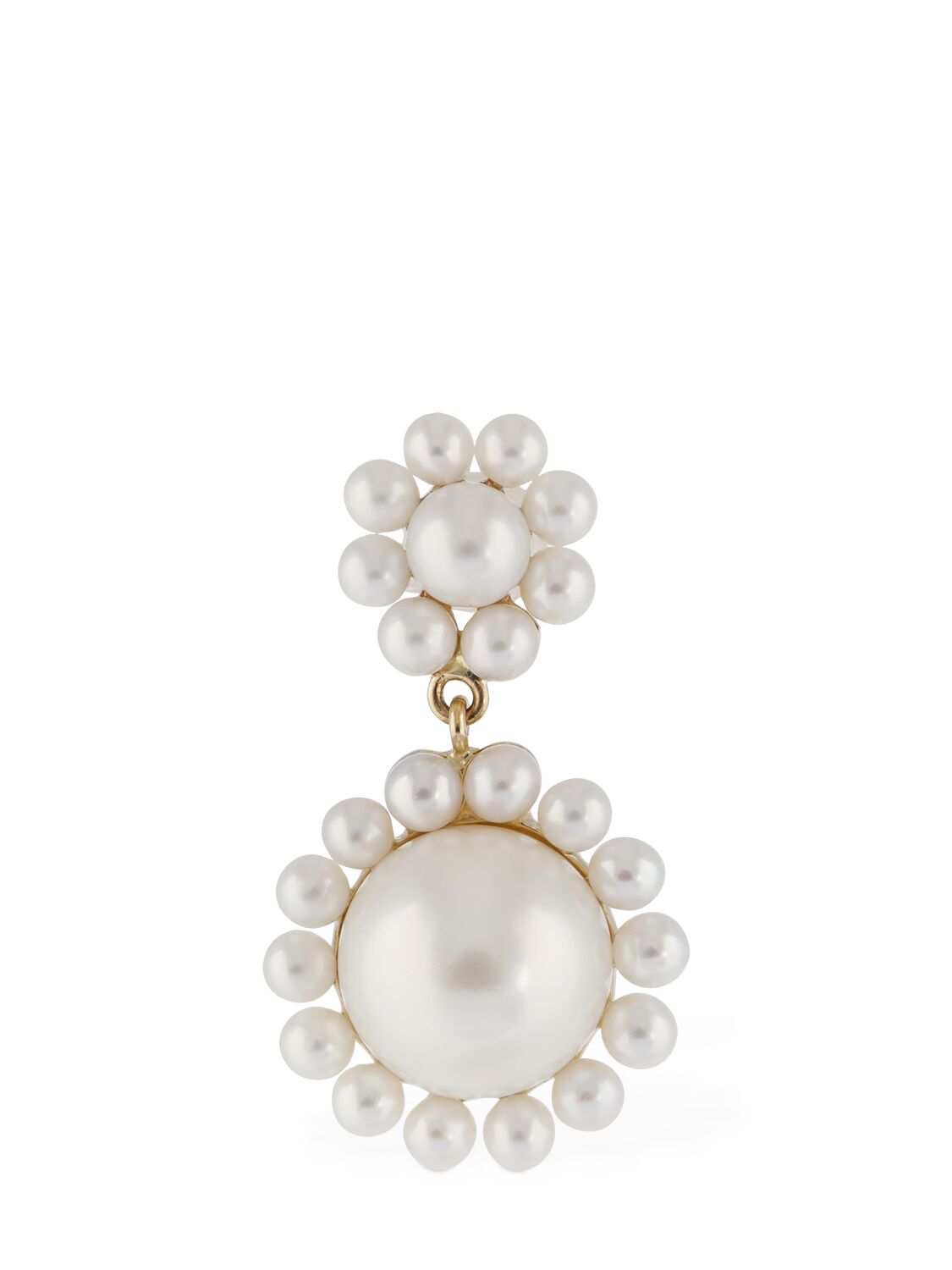 Shop Sophie Bille Brahe Deux Jeanne 14kt & Pearl Mono Earring