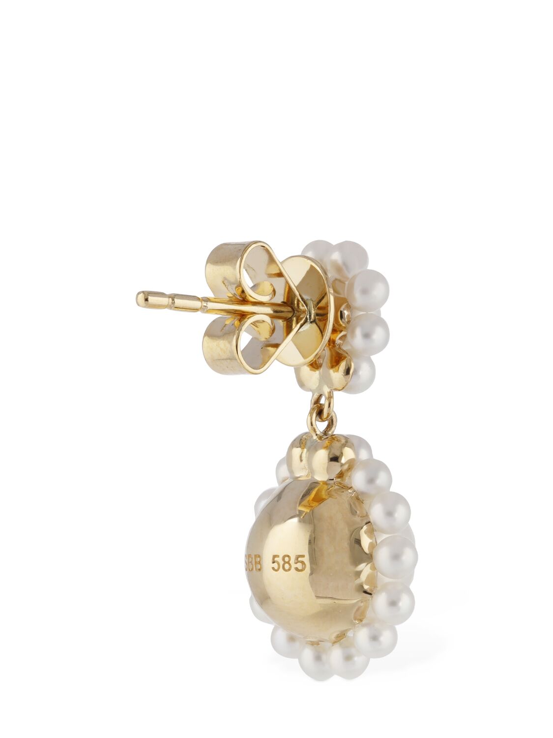 Shop Sophie Bille Brahe Deux Jeanne 14kt & Pearl Mono Earring