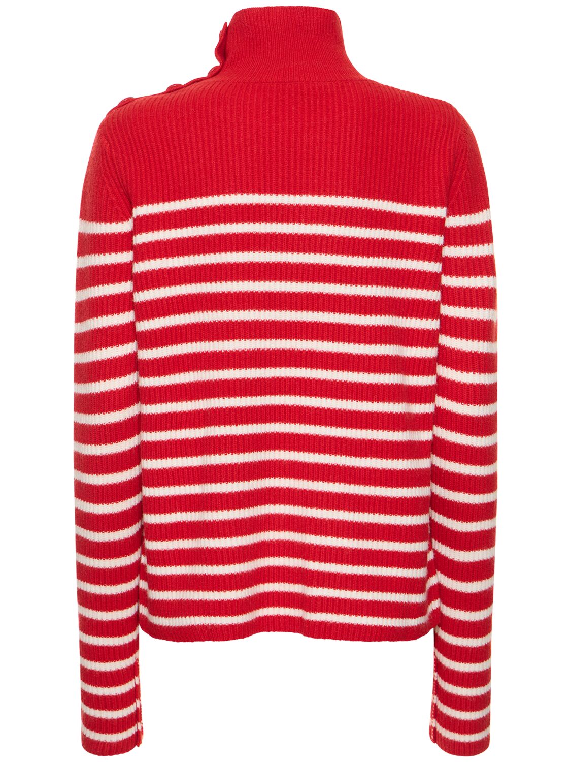 Shop Aspesi Striped Wool Knit Turtleneck Sweater In Red,white
