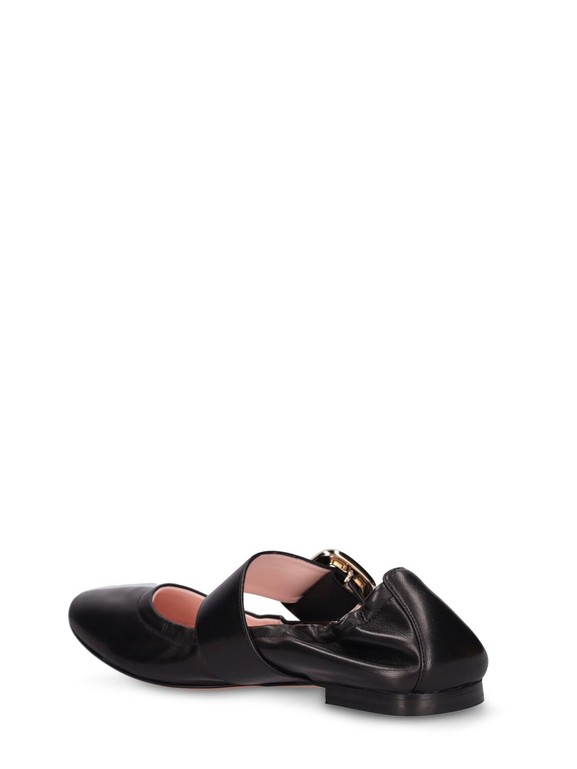 Shop Roger Vivier 5mm Choc Babies Leather Flat Shoes In Black