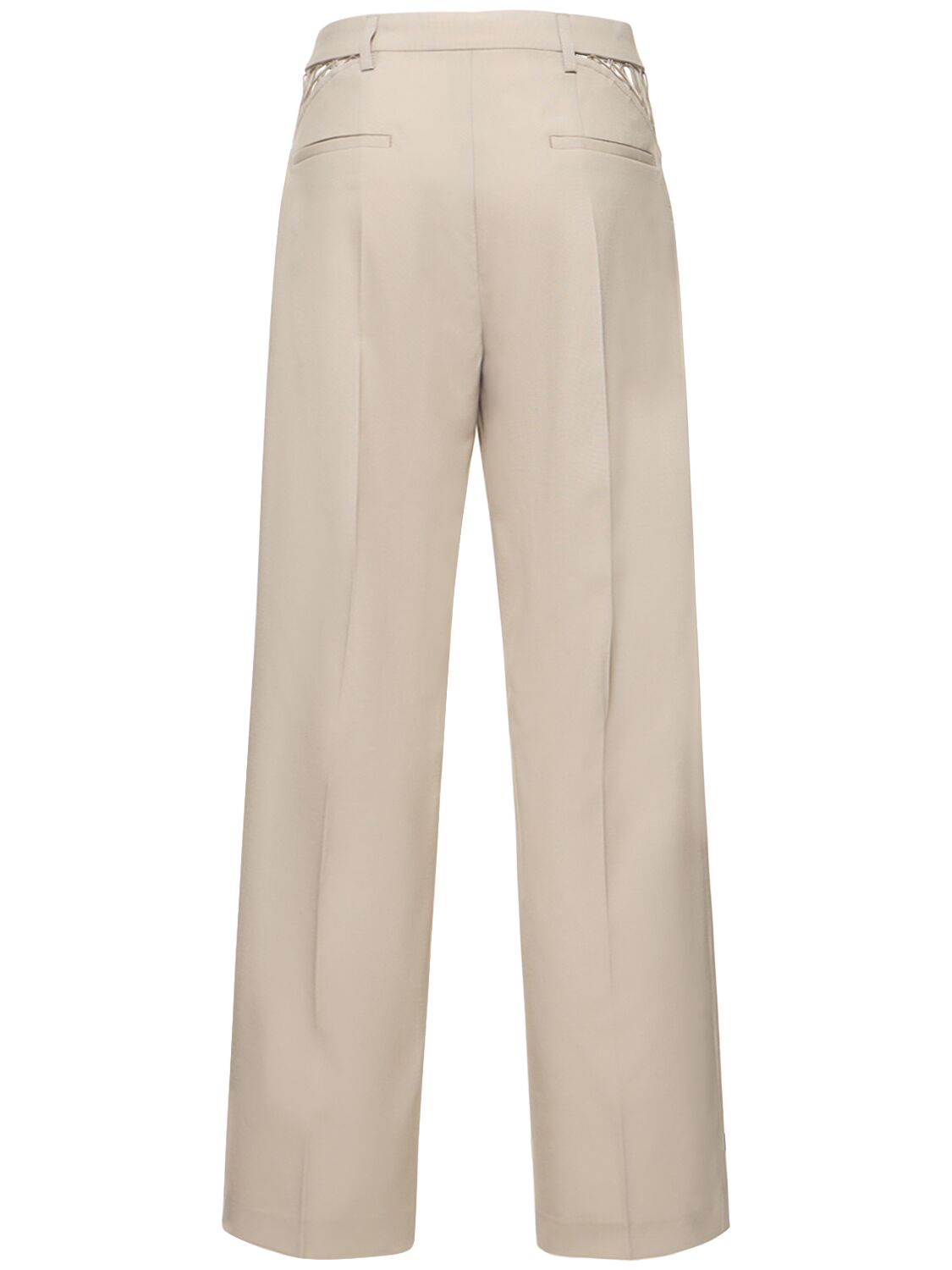 Shop Dion Lee Wool Interlock Mid Rise Wide Pants In Grey