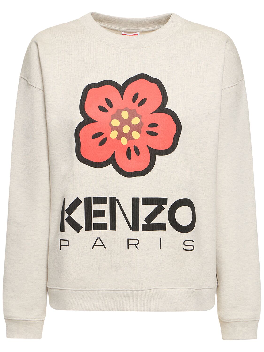 Shop Kenzo Printed Logo Cotton Jersey Sweatshirt In Grey