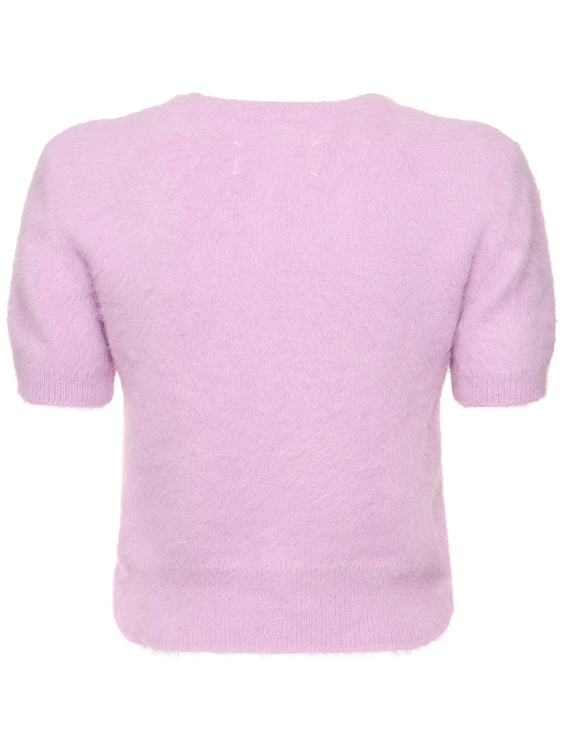 Shop Maison Margiela Angora Blend Knit Cropped Sweater In Lilac
