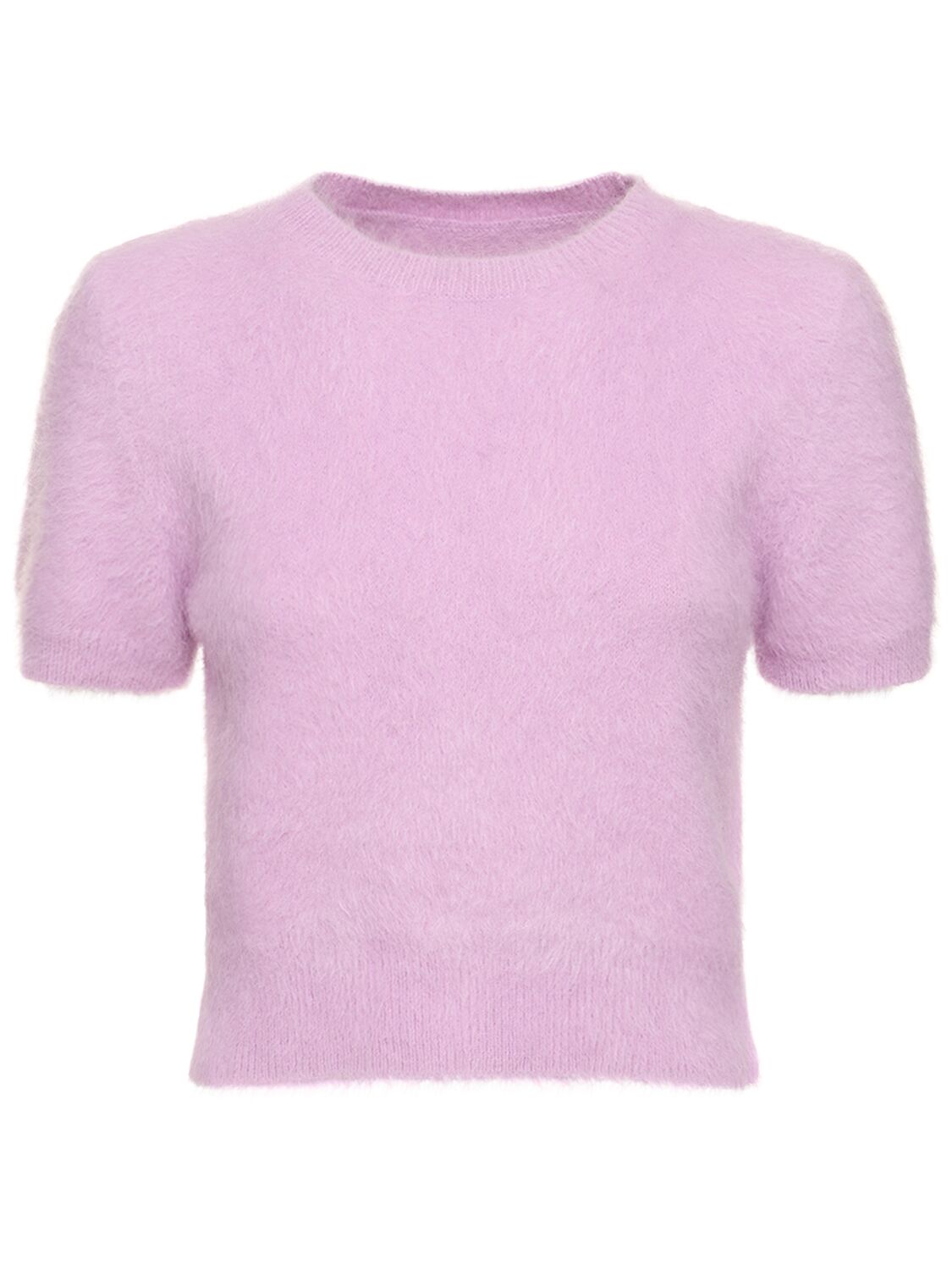 Shop Maison Margiela Angora Blend Knit Cropped Sweater In Lilac