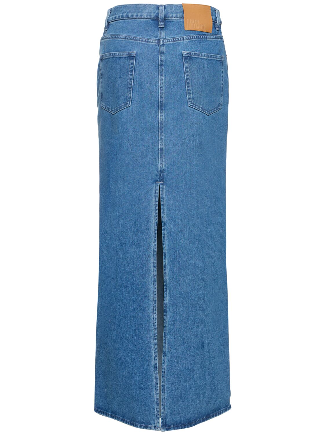 Shop Giuseppe Di Morabito Wool Blend Denim Long Skirt In Light Blue Denim