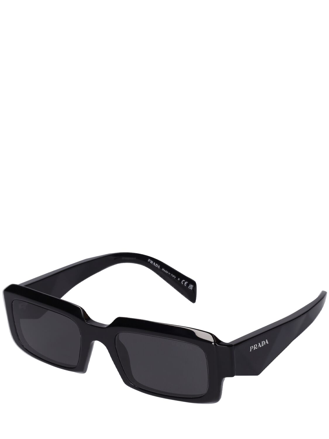 Shop Prada Catwalk Squared Acetate Sunglasses In Black,grey