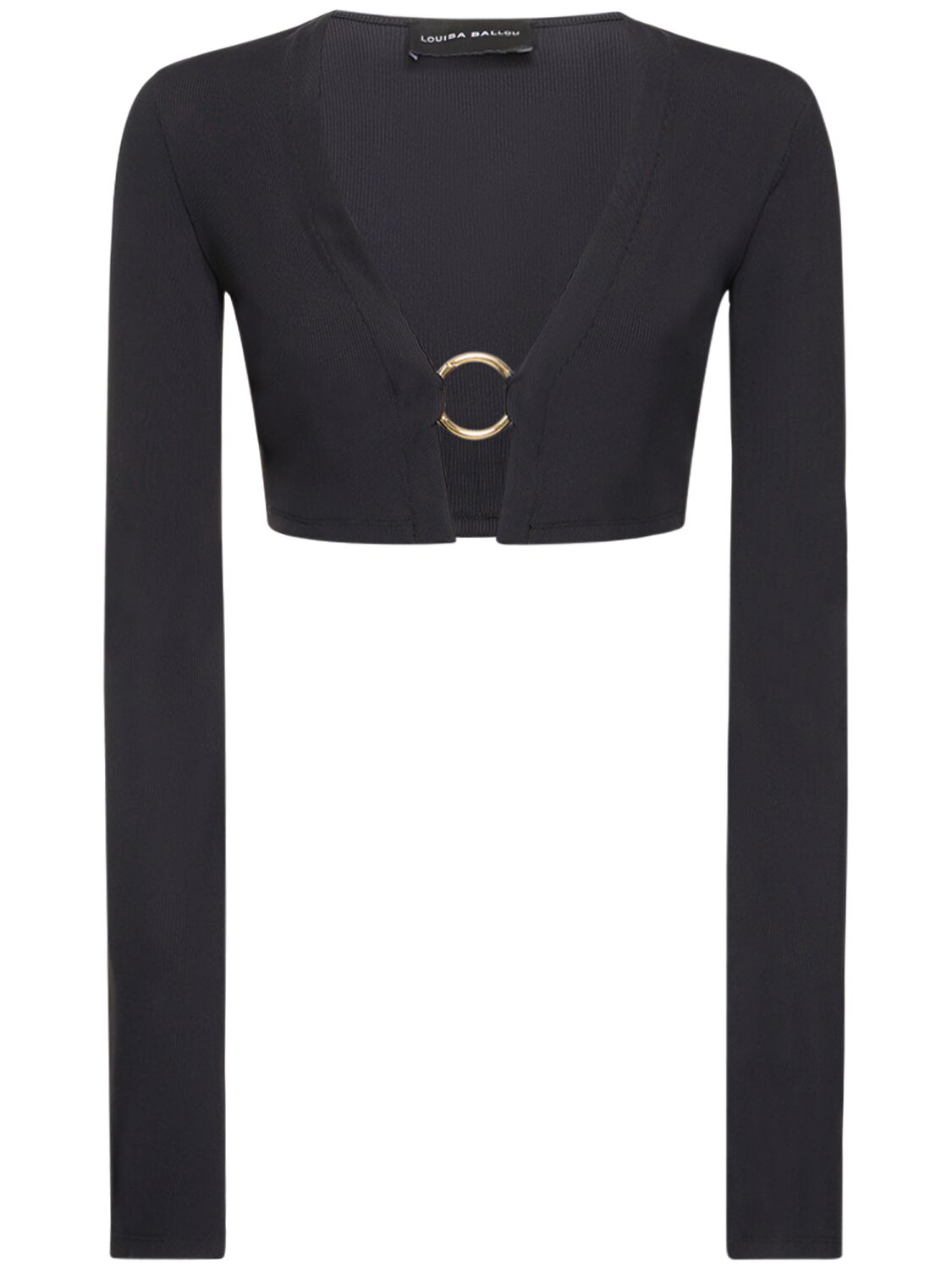 Shop Louisa Ballou Ribbed Stretch Cropped Cardigan In Black