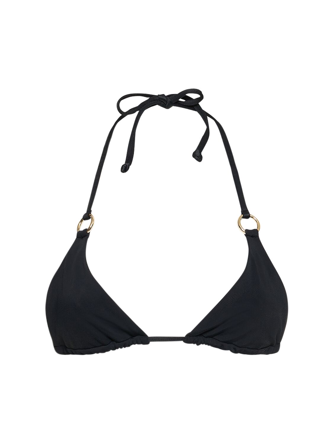 Louisa Ballou Mini Ring Triangle Bikini Top In Black