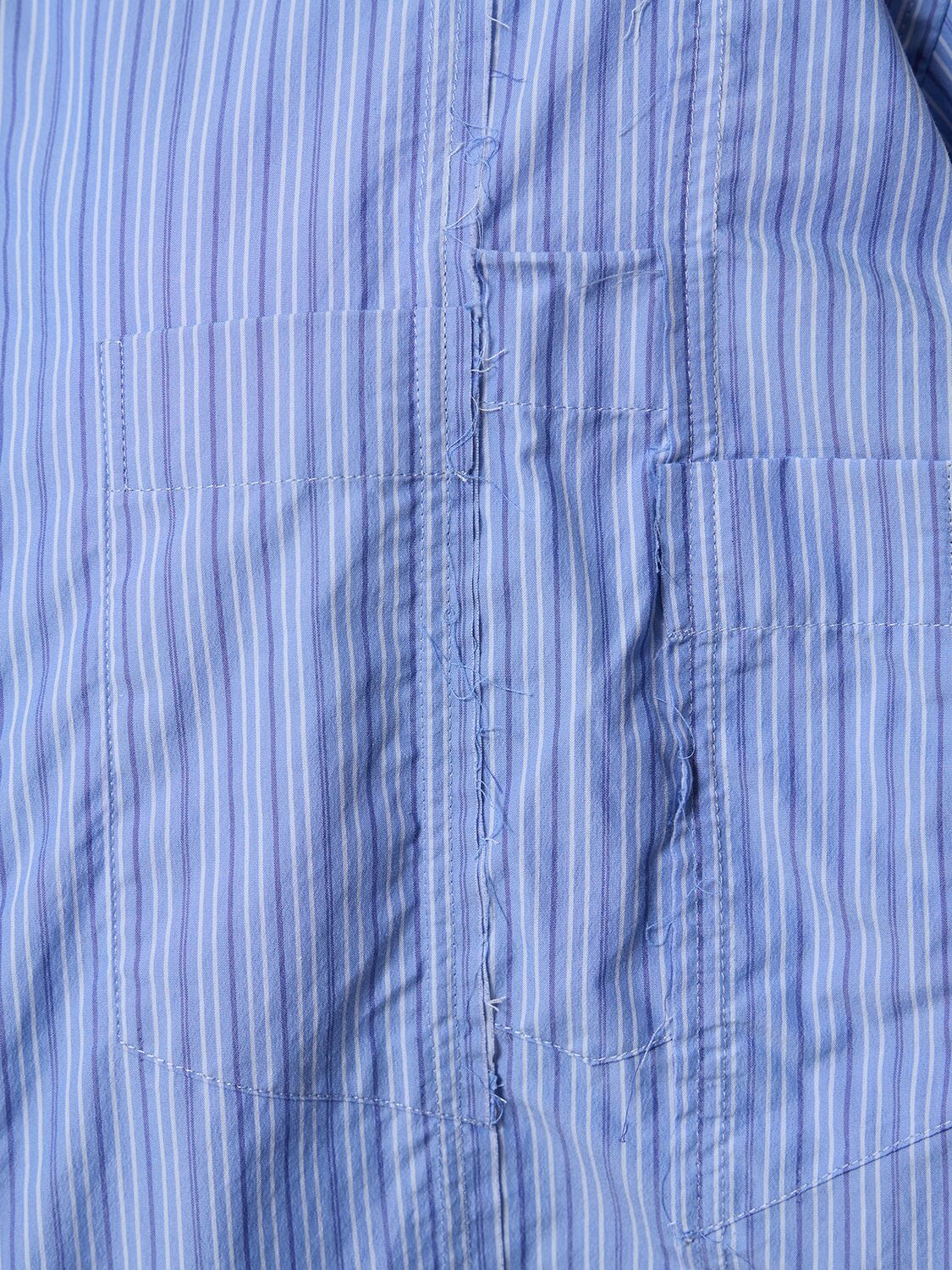Shop Balenciaga Twisted Sleeve Cotton Blend Shirt In Light Blue