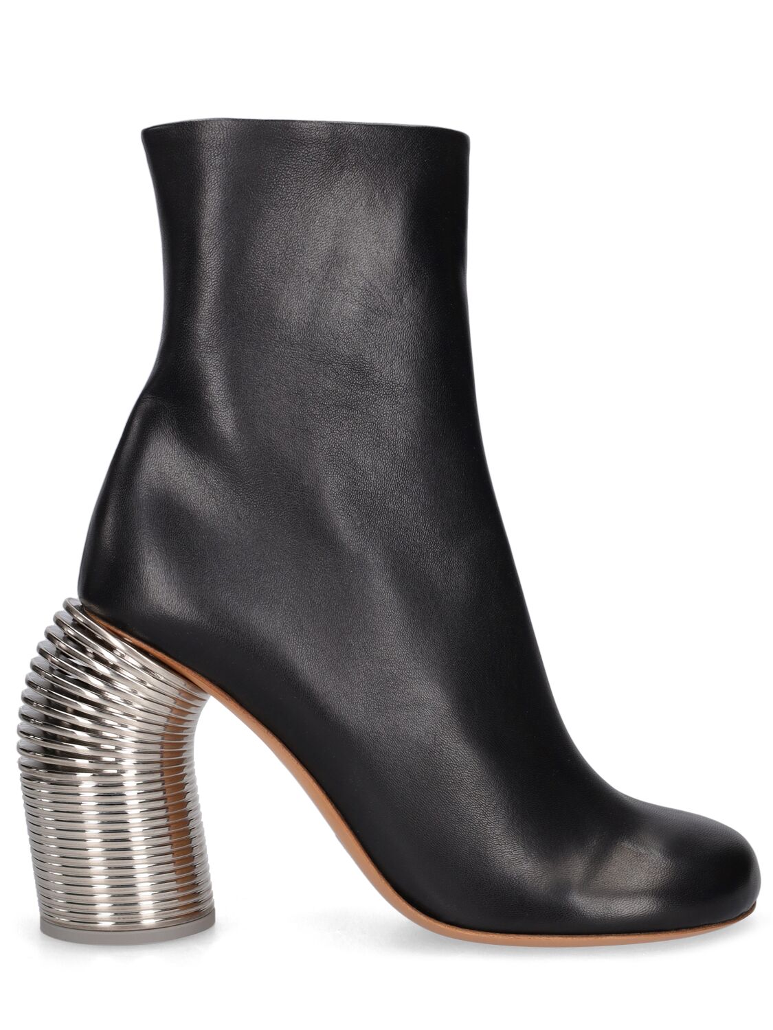 Off-white 100mm Spring Leather Ankle Boots In Black,silver