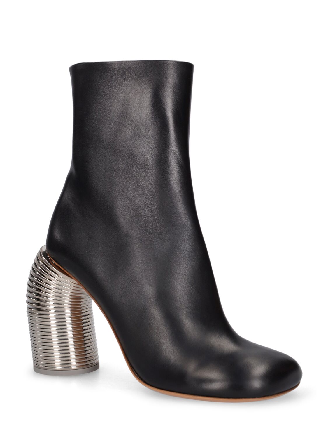 Shop Off-white 100mm Spring Leather Ankle Boots In Black,silver