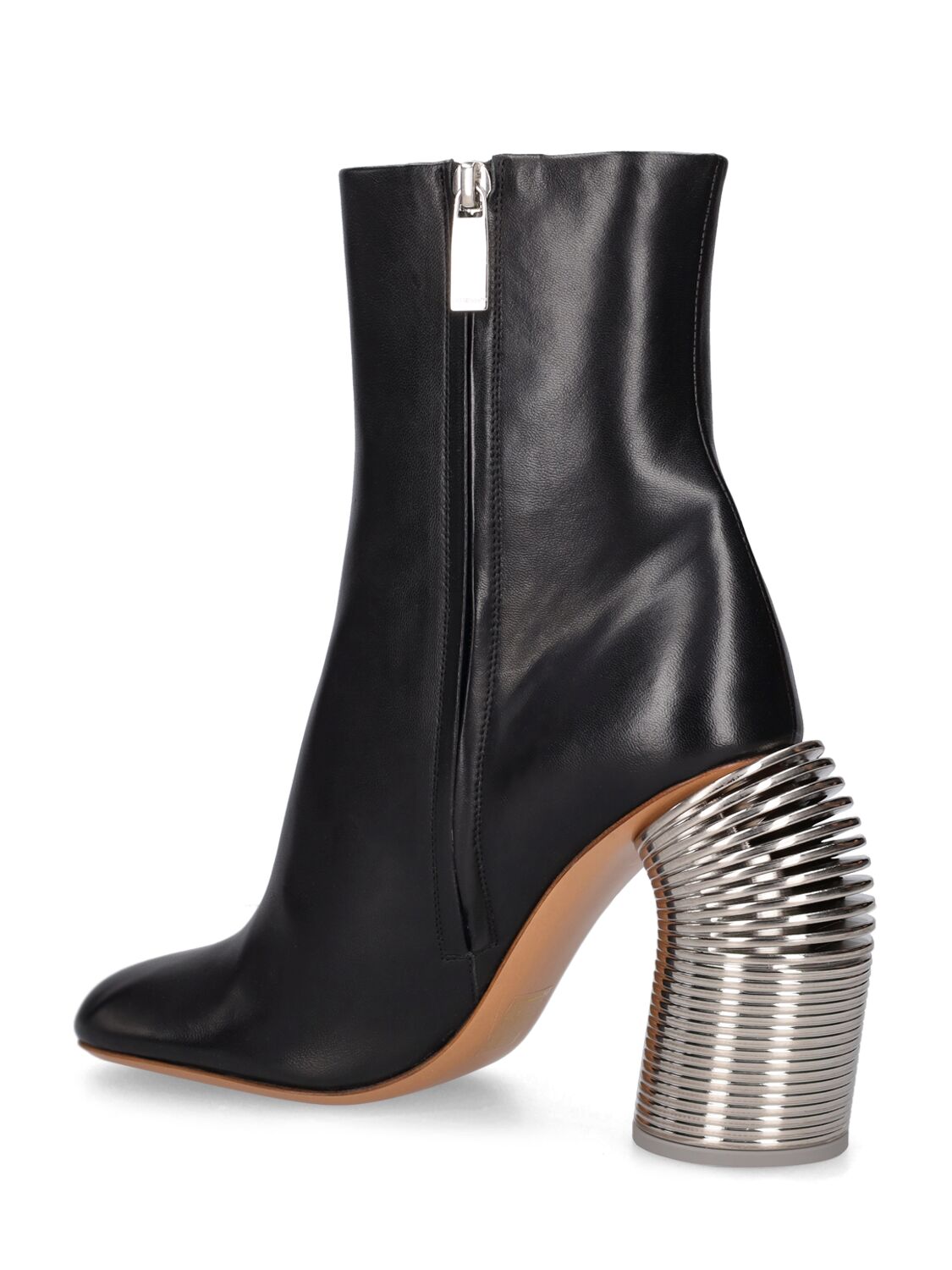 Shop Off-white 100mm Spring Leather Ankle Boots In Black,silver