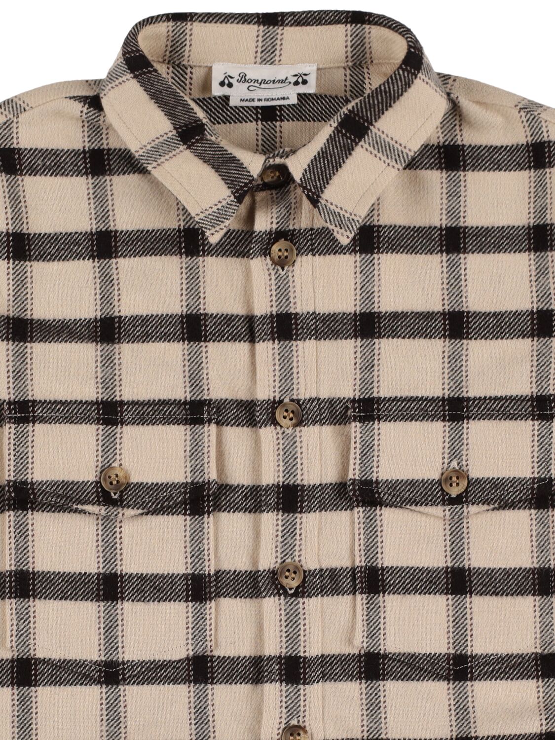 Shop Bonpoint Checked Long Shirt In 베이지,블랙
