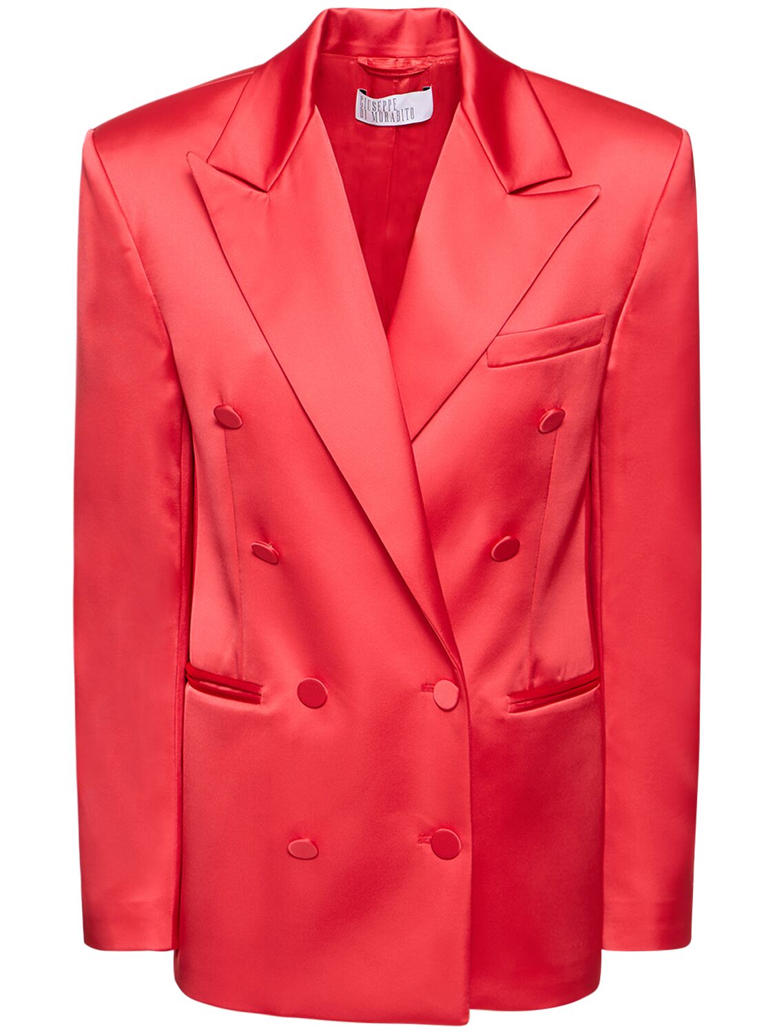 Giuseppe Di Morabito 双排扣boxy版型绸缎西服夹克 In Red