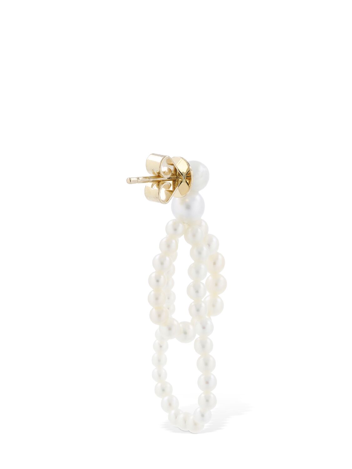 Sophie Bille Brahe Petite Wrapped 14kt & Pearl Mono Earring In Pearl