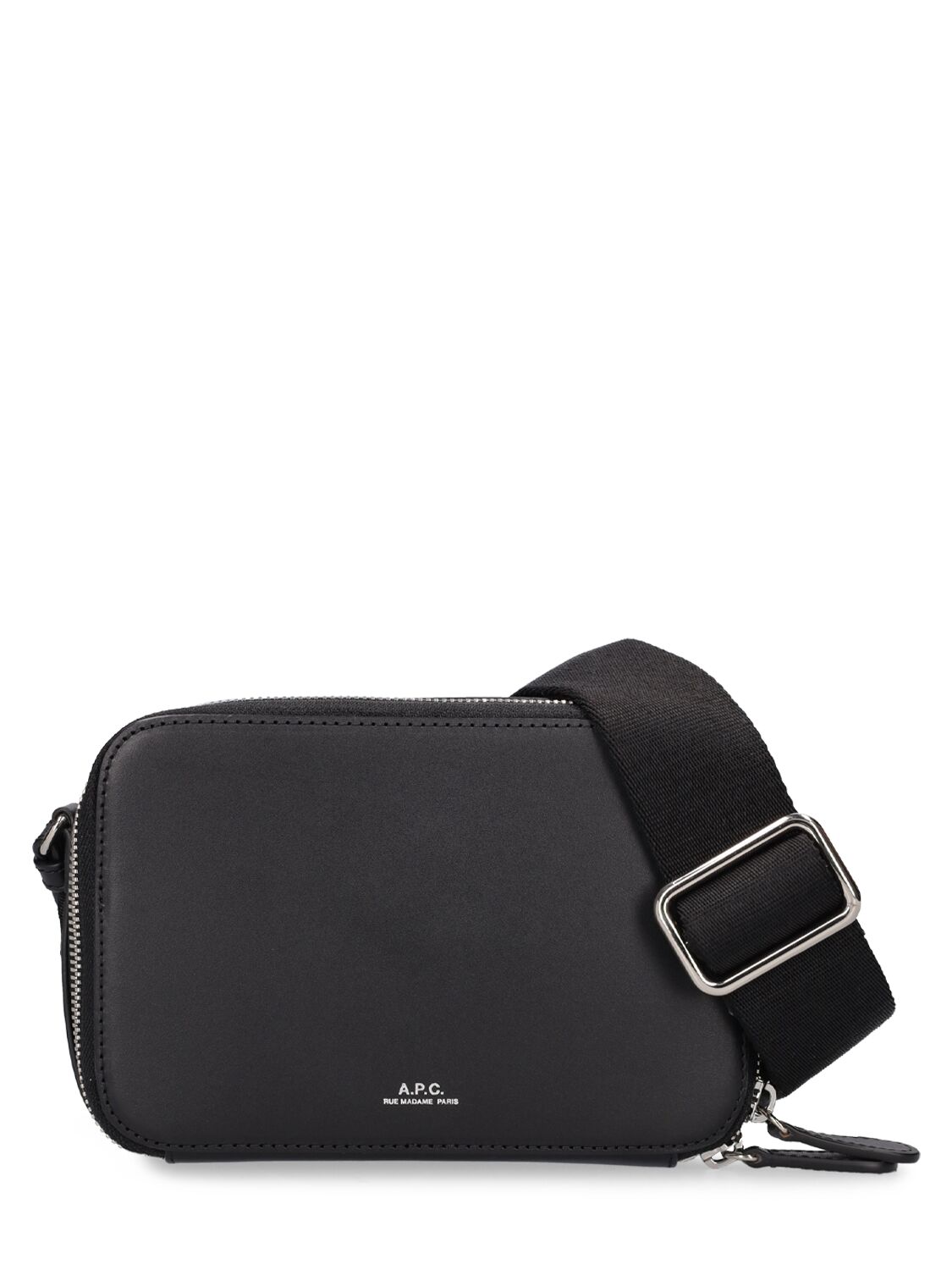 Apc Logo Leather Camera Bag In Black