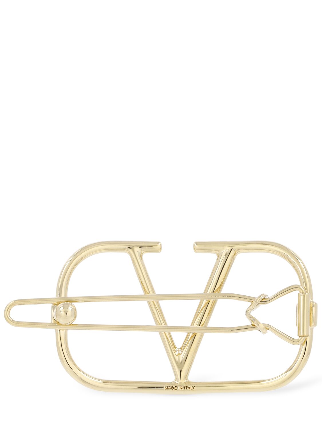Shop Valentino V Logo Signature Hair Clip In Gold