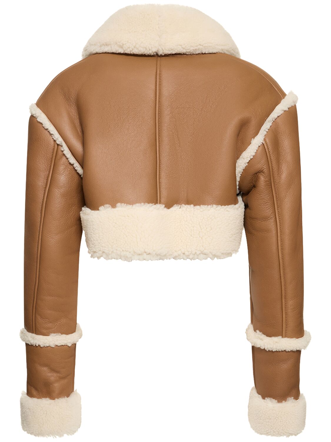 Shop Giuseppe Di Morabito Shearling Cropped Jacket In Brown