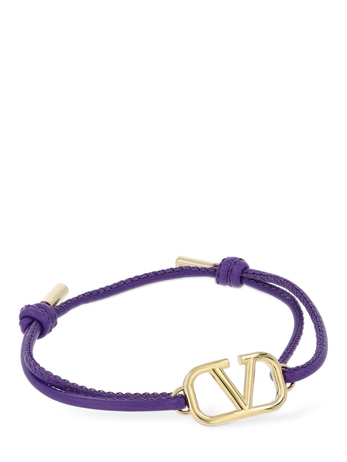 Shop Valentino V Logo Sliding Leather Bracelet In Electric Violet