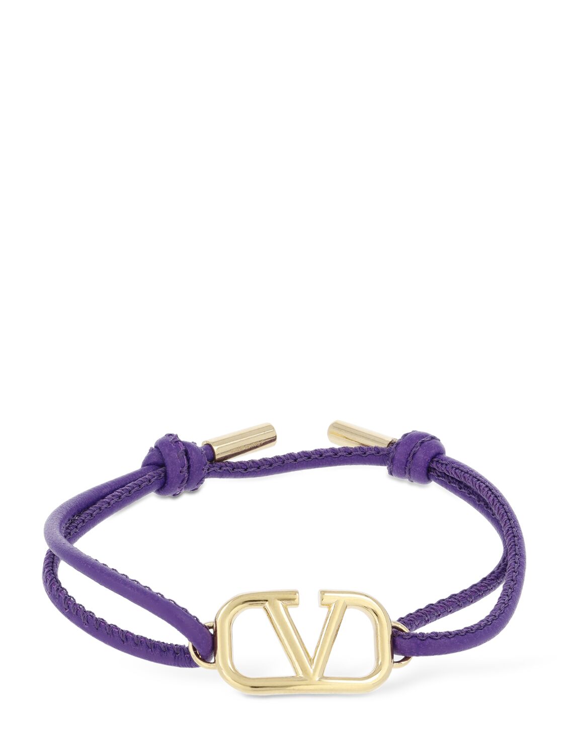 Valentino Garavani V Logo Sliding Leather Bracelet In Electric Violet