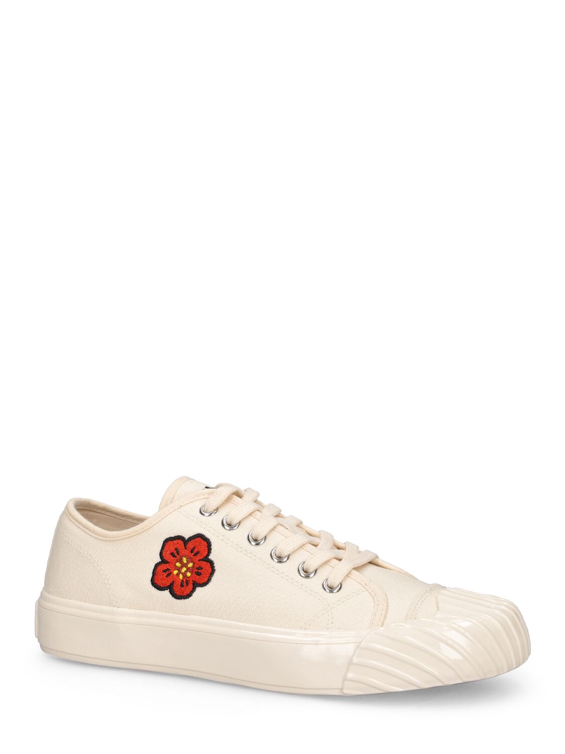 Shop Kenzo 20mm School Cotton Low Top Sneakers In Off White