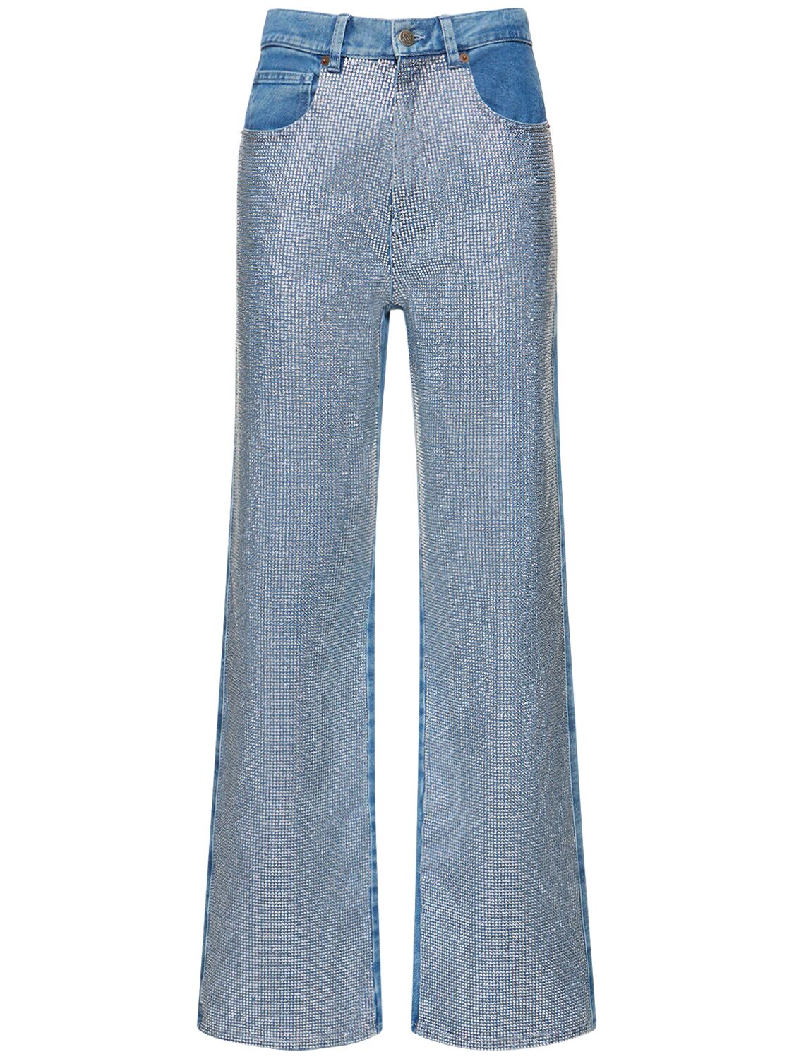 Crystal Embellished Denim Straight Jeans – WOMEN > CLOTHING > JEANS