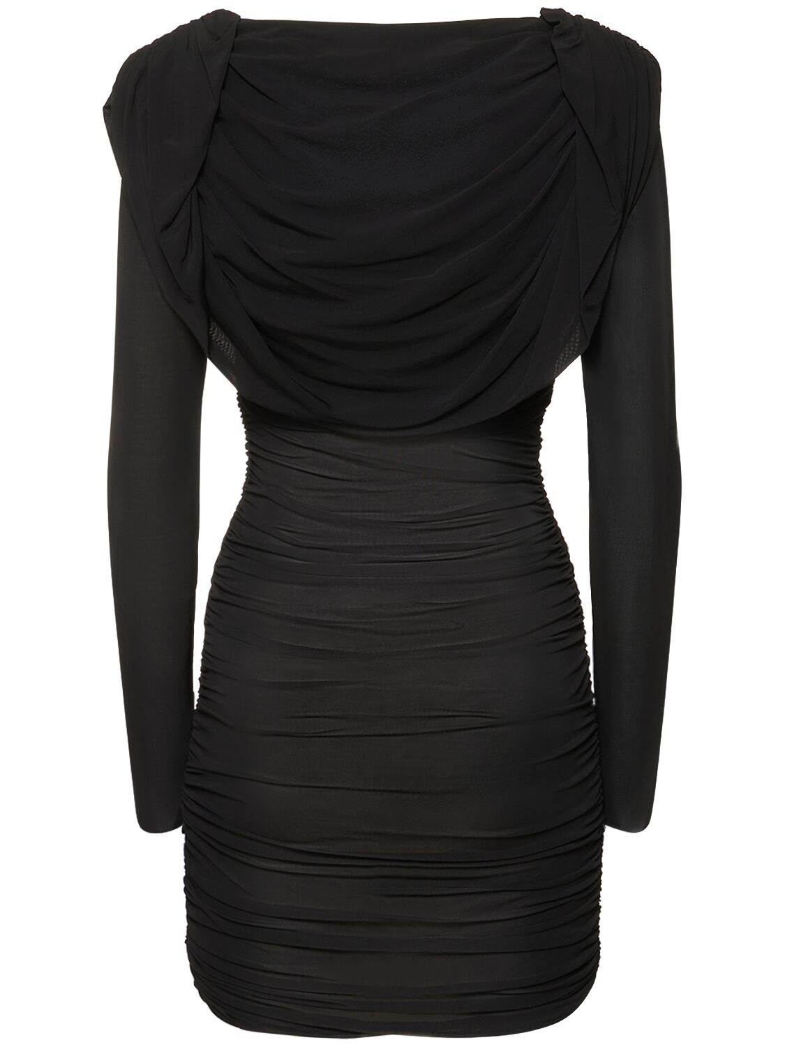 Shop Giuseppe Di Morabito Hooded Viscose Jersey Mini Dress In Black