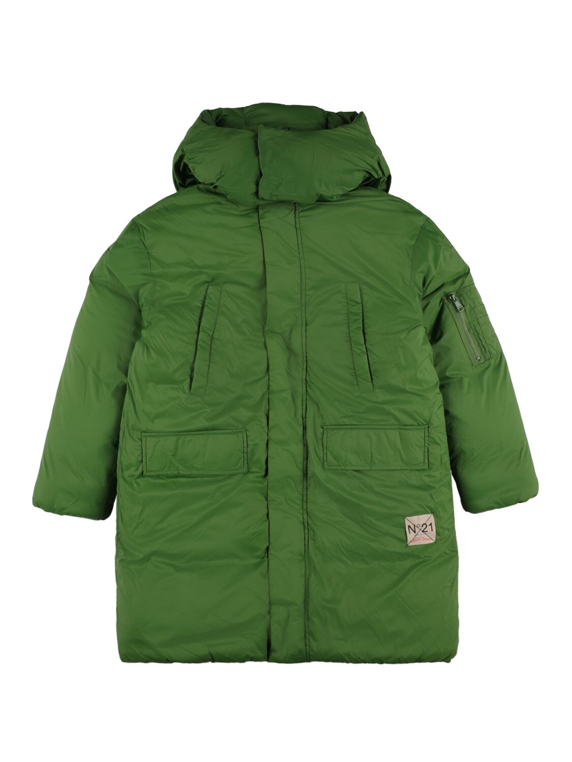 N°21 Kids' Nylon Puffer Jacket In Green