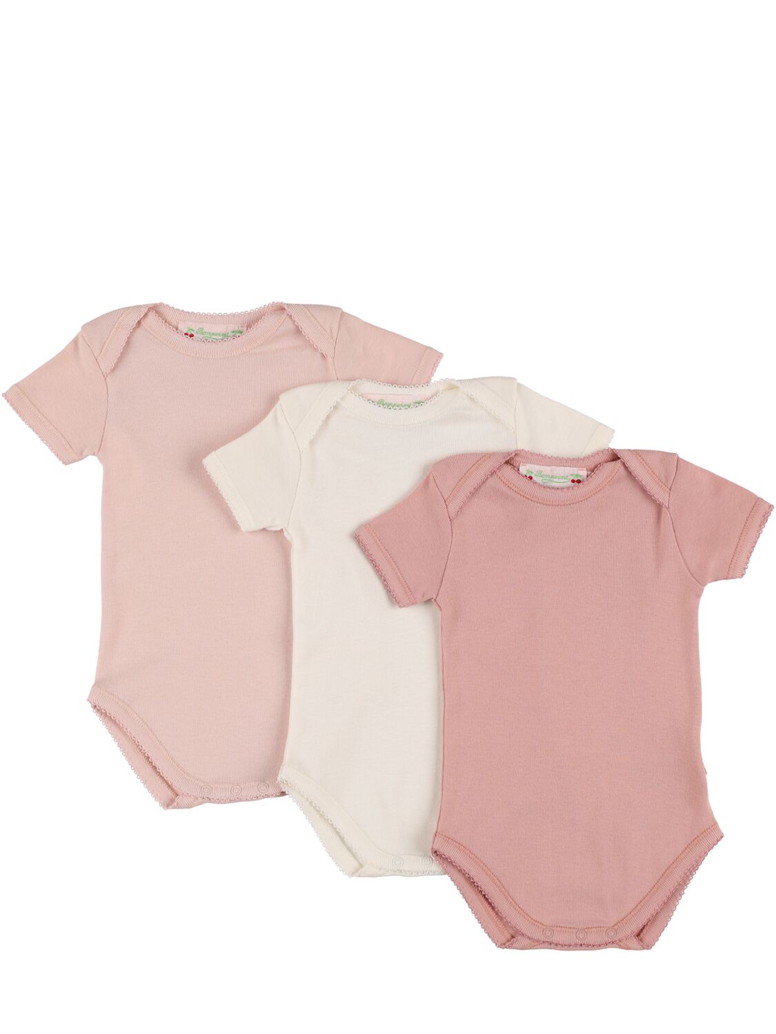 Bonpoint Babies' Set Of 3 Cotton Bodysuits In Light Pink