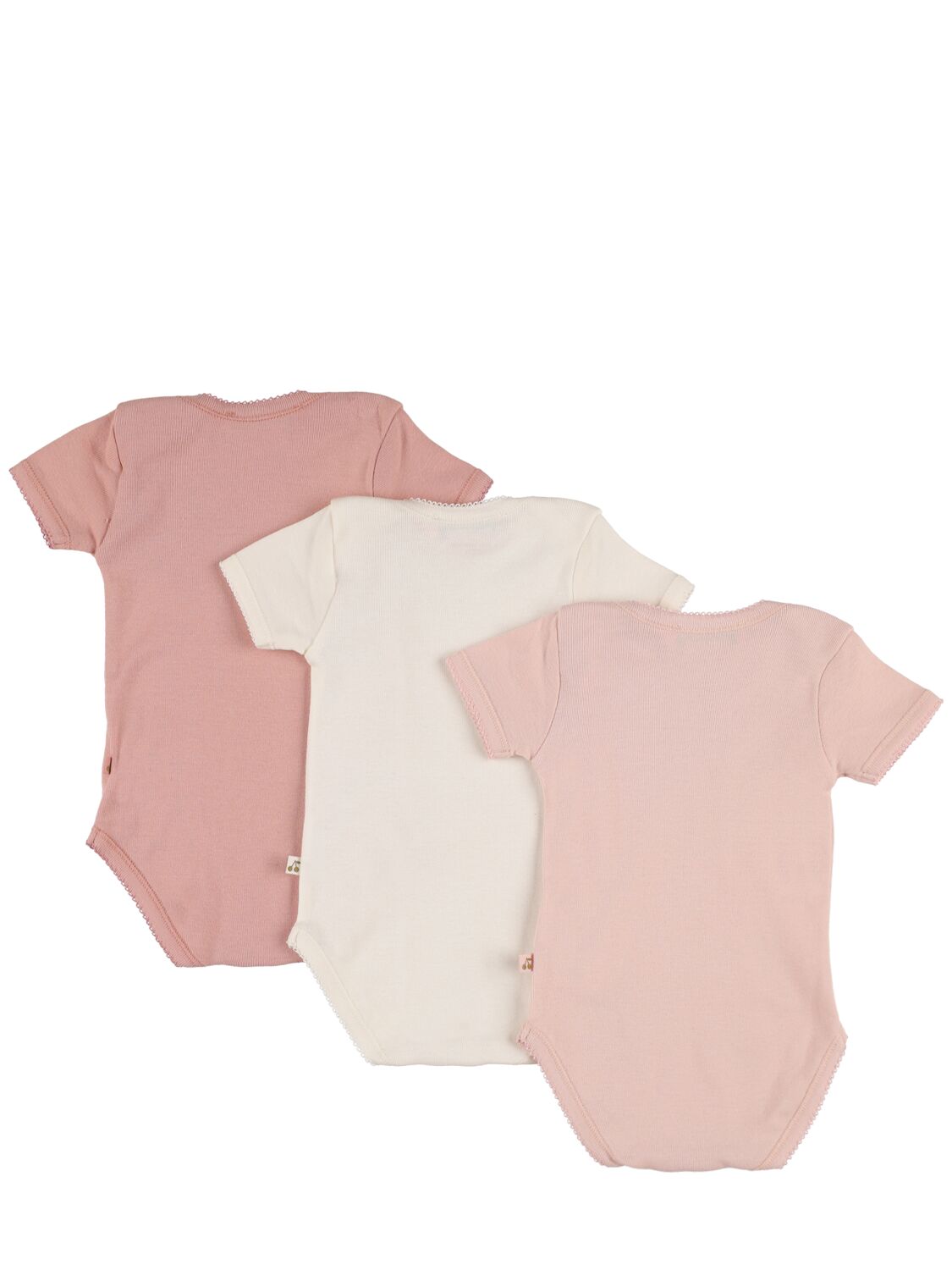 Shop Bonpoint Set Of 3 Cotton Bodysuits In Light Pink