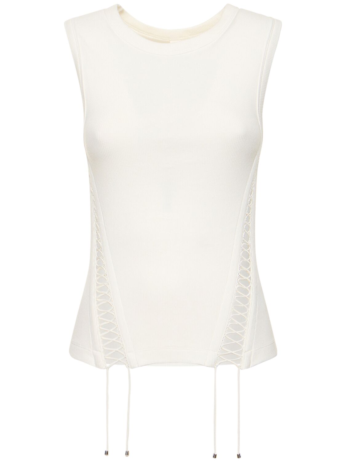 Ribbed Cotton Jersey Corset Tank Top – WOMEN > CLOTHING > TOPS