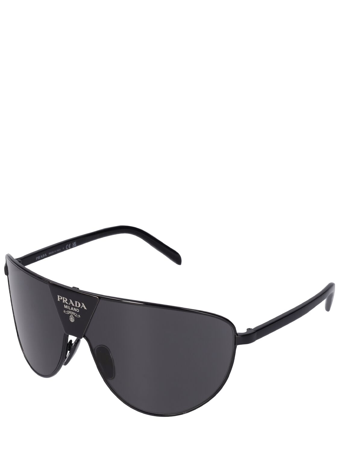 Shop Prada Catwalk Pilot Metal Sunglasses In Black,dark Grey