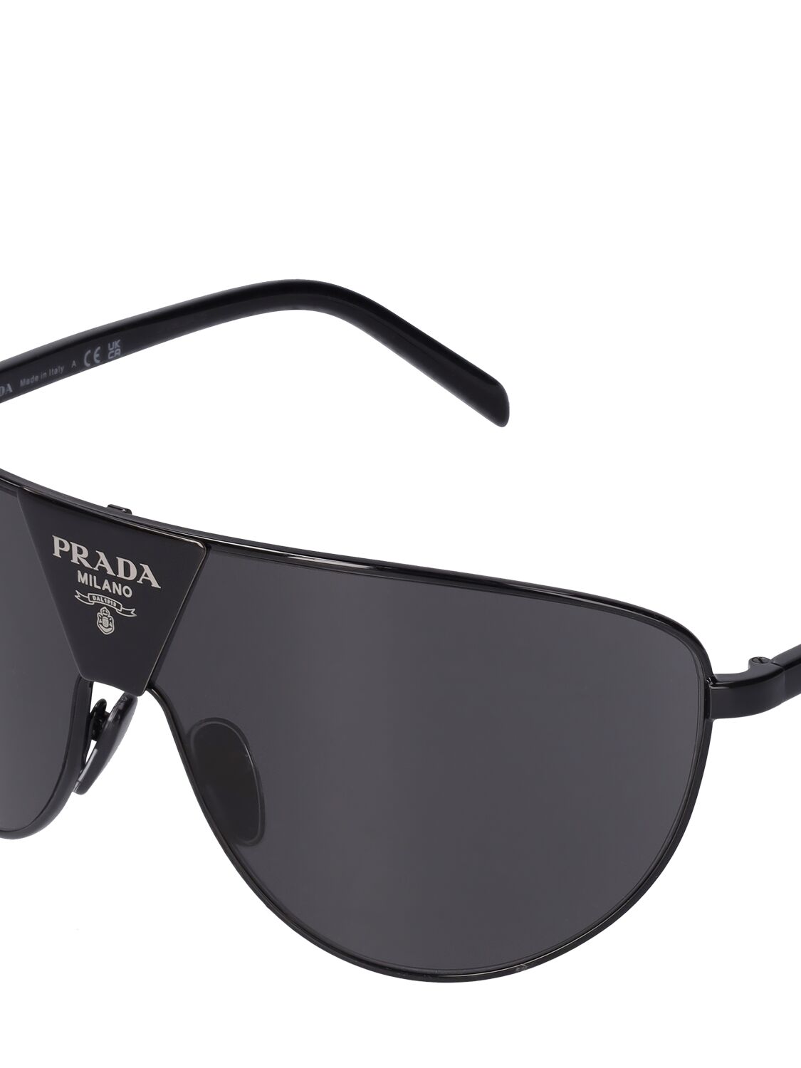 Shop Prada Catwalk Pilot Metal Sunglasses In Black,dark Grey