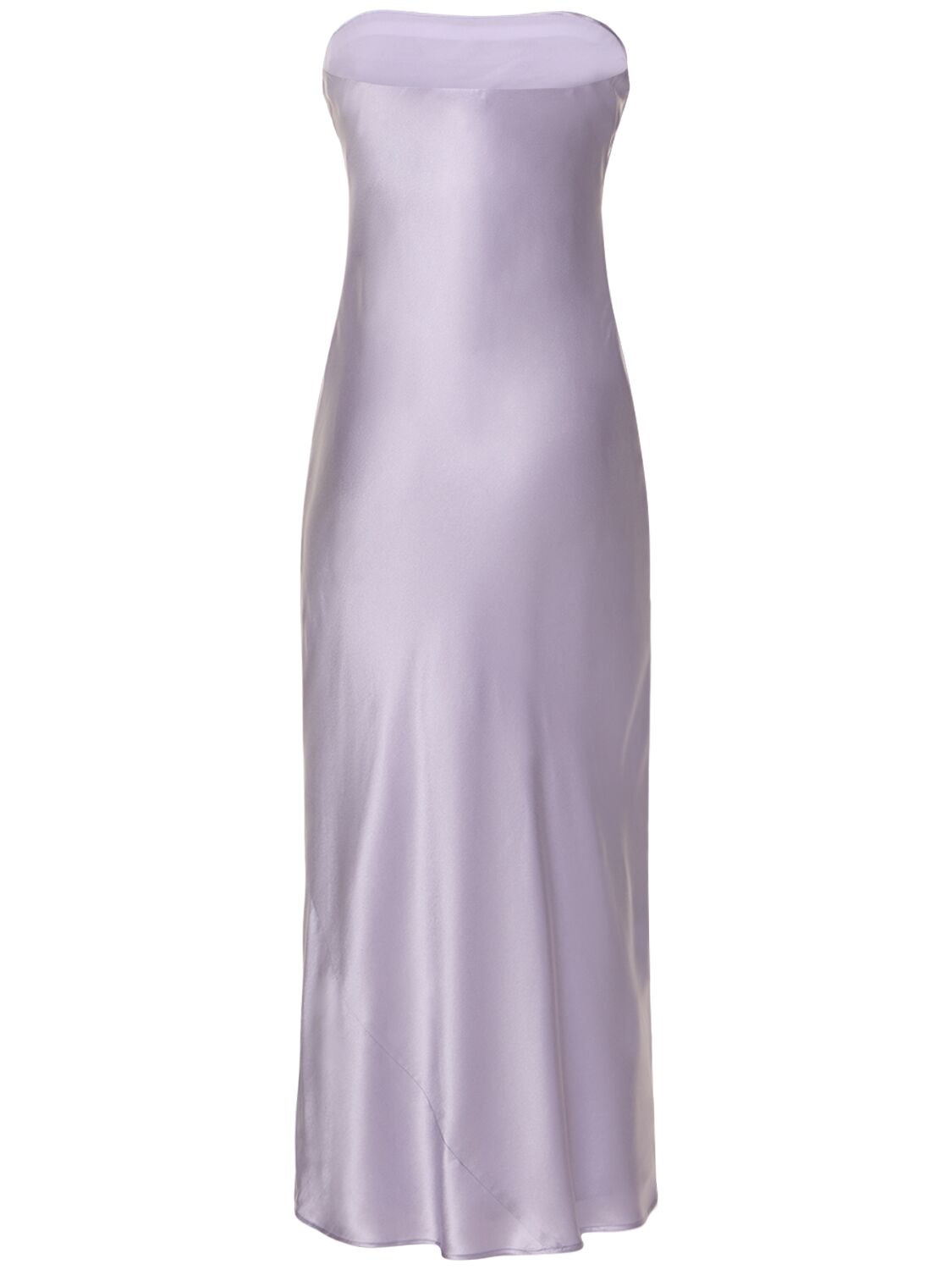 Shop Reformation Joana Strapless Silk Midi Dress In Lilac