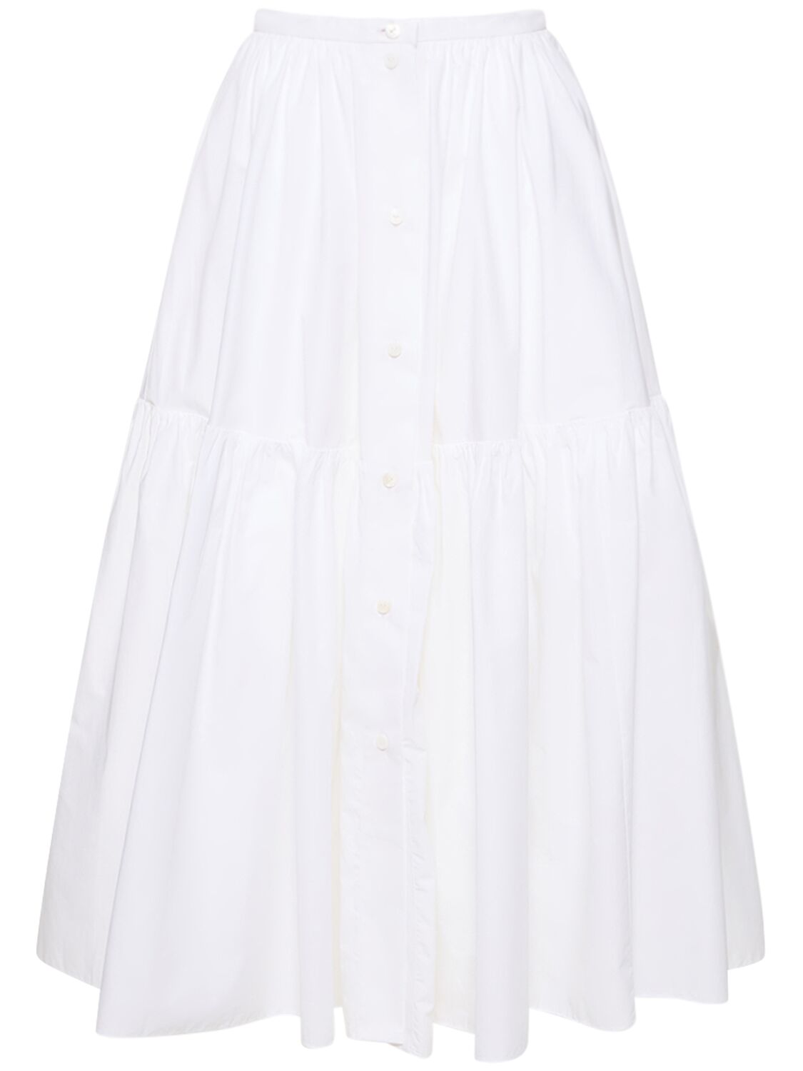 Image of Cotton Poplin Midi Skirt W/ Buttons