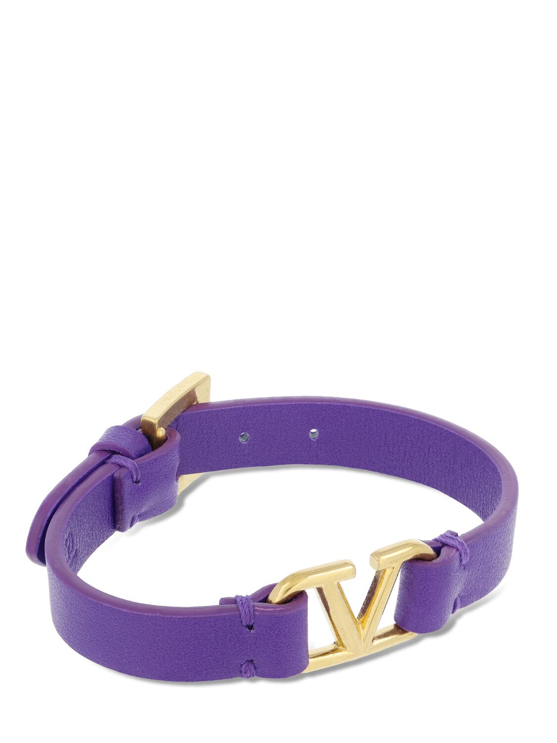 Valentino Garavani V Logo Leather Belt Bracelet In Purple