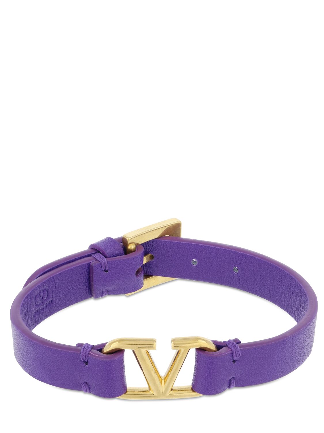 Valentino Garavani V Logo Leather Belt Bracelet In Electric Violet