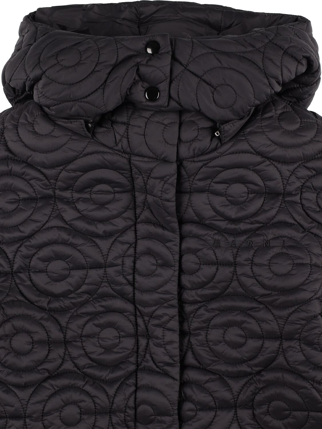 Shop Marni Junior Quilted Nylon Coat In Black