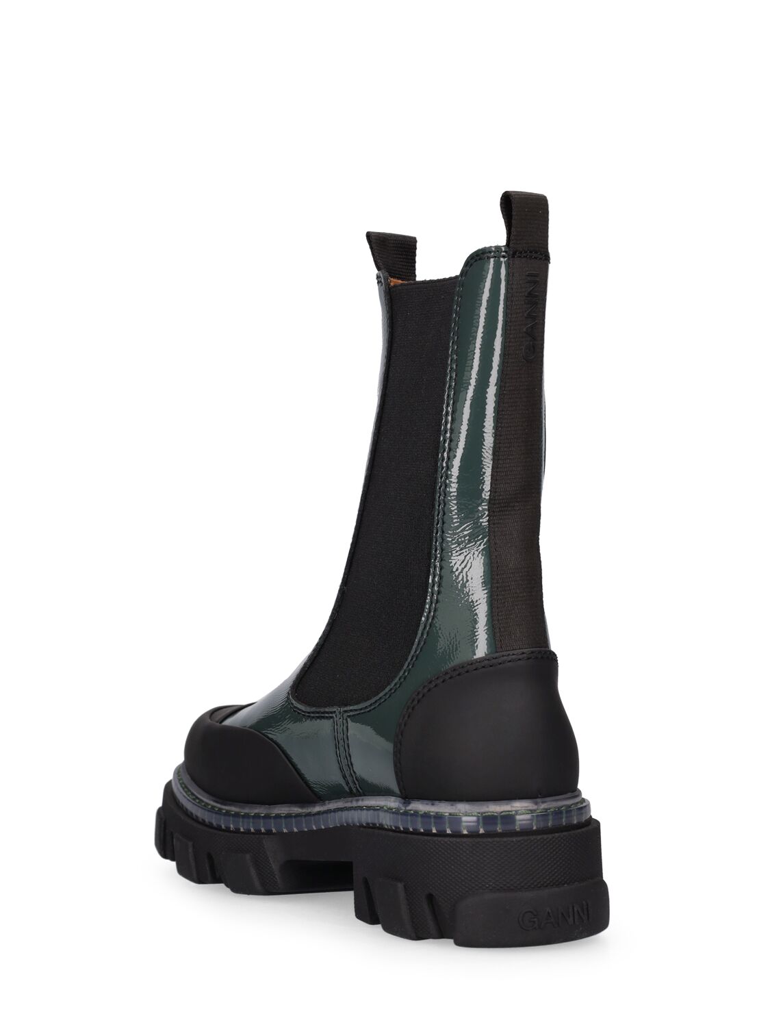 Shop Ganni 50mm Cleated Mid Chelsea Boots In Green